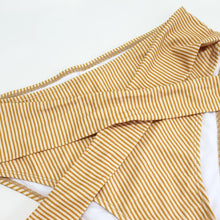 Load image into Gallery viewer, High Waist Belt Bikini Set Stripe Swimsuit Tie Front Women Swimwear Female Beach Wear Swim Bathing Suit Women's Detachable Padded Cutout Push Up Striped Bikini Set Two Piece Swimsuit
