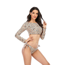 Load image into Gallery viewer, Surfing Swimsuit For Women Bikini Long Sleeve Swimwear Tiger Print Push Up Summer Bath Suit Two Piece Surfing Rash Guard Bikini Long Sleeve Swimsuit Set
