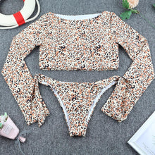 Load image into Gallery viewer, Surfing Swimsuit For Women Bikini Long Sleeve Swimwear Tiger Print Push Up Summer Bath Suit Two Piece Surfing Rash Guard Bikini Long Sleeve Swimsuit Set
