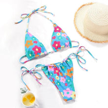 Load image into Gallery viewer, Bikini Swimsuit Solid Color Bikini Set  Swimwear Bathing Suit Women Bikinis String Beach Women Two Piece Bikini Swimsuit Bathing Suits Halter Triangle Tops String Bikini Sets
