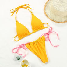 Load image into Gallery viewer, Bikini Swimsuit Solid Color Bikini Set  Swimwear Bathing Suit Women Bikinis String Beach Women Two Piece Bikini Swimsuit Bathing Suits Halter Triangle Tops String Bikini Sets
