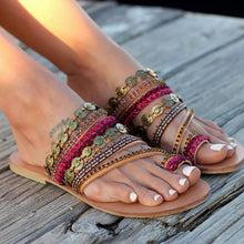 Load image into Gallery viewer, Women Sandals Flip-Flops Handmade Style Flip Flop Sandals Streetwear Fashion Shoes Women Flat Clip Toe Casual Floral Beach Flip Flop Comfy Shoes Summer Elegant Toe Ring Sandals
