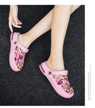 Load image into Gallery viewer, Mens Womens Sandals Hole Shoes Rubber Clogs Couple Garden Shoes Color Printing Air Cushion Beach Sandals Unisex Garden Clogs Lightweight Slip On Women Men Beach Sandals Water Shoes
