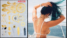 Load image into Gallery viewer, Body Tattoo Art Painting Stickers Glitter Gold Silver Temporary Waterproof Nontoxic Long Lasting Tattoos

