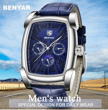 Load image into Gallery viewer, Square Luxury Mens Watch Analog Waterproof Quartz Sport Stylish Leather Strap Wrist Watch Business Design For Men
