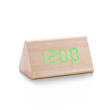 Load image into Gallery viewer, Digital Clock LED Wooden Alarm Clock Digital Alarm Clock with Wooden Electronic LED Time Display 3 Alarm Settings Humidity &amp; Temperature Detect Wood Made Electric Clocks Table Sound Control Electronic Clocks Desktop USB/AAA Powered Home Table Decor
