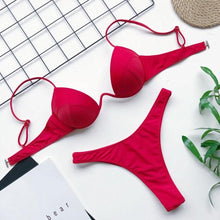 Load image into Gallery viewer, High Waist Bikini Push Up Swimsuit Leopard Swimwear Women Bikini Set Swimsuits For Women V-Wired Underwire Push Up High Cut Bikini Set Two Pieces Bathing Suits Women Bathing Suit
