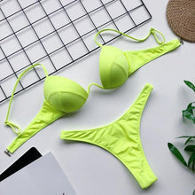 Load image into Gallery viewer, High Waist Bikini Push Up Swimsuit Leopard Swimwear Women Bikini Set Swimsuits For Women V-Wired Underwire Push Up High Cut Bikini Set Two Pieces Bathing Suits Women Bathing Suit
