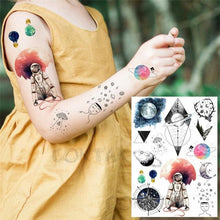 Load image into Gallery viewer, Realistic Black Temporary Small Big Tattoos Space Planets Animals Tatoos Waterproof  Face Hands Tattoos For Girls Mens
