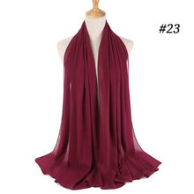 Load image into Gallery viewer, Winter Fashion Long Solid Color Soft Muslim Bubble Chiffon Hijab Scarf Shawls Hijab Elegant Scarf Wrap Lightweight Islamic Head Wear Escharpe Shawls Headband Wraps Lightweight Head Scarves Ladies Hijabs For  Women
