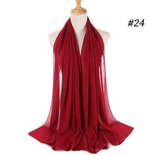 Load image into Gallery viewer, Winter Fashion Long Solid Color Soft Muslim Bubble Chiffon Hijab Scarf Shawls Hijab Elegant Scarf Wrap Lightweight Islamic Head Wear Escharpe Shawls Headband Wraps Lightweight Head Scarves Ladies Hijabs For  Women
