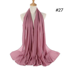 Load image into Gallery viewer, Winter Fashion Long Solid Color Soft Muslim Bubble Chiffon Hijab Scarf Shawls Hijab Elegant Scarf Wrap Lightweight Islamic Head Wear Escharpe Shawls Headband Wraps Lightweight Head Scarves Ladies Hijabs For  Women
