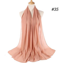 Load image into Gallery viewer, Winter Fashion Long Solid Color Soft Muslim Bubble Chiffon Hijab Scarf Shawls Hijab Elegant Scarf Wrap Lightweight Islamic Head Wear Escharpe Shawls Headband Wraps Lightweight Head Scarves Ladies Hijabs For  Women
