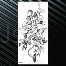 Load image into Gallery viewer, Women's Fashion Flower Temporary Tattoos Sticker Fake Rose Waterproof Large Realistic Black Colorful Flowers Tattoos
