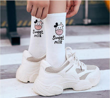 Load image into Gallery viewer, Black And White Embroidery Female Tide Socks Shallow Mouth Summer Cartoon Cow Cute Fashion Boat Socks Unisex Men And Women Cotton Ankle Socks
