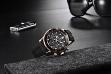 Load image into Gallery viewer, Black Multifunctional Sport Men Watches Luxury Quartz Watches Fashion Chronograph Stylish Elegant Comfortable Watch For Men
