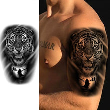Load image into Gallery viewer, Big Black Tiger Tattoos Waterproof Leopard Tatoos Large Monster Body Arm Legs Tattoo Cool Tiger Face Temporary Tattoos For Women Men
