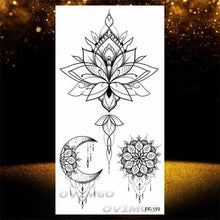 Load image into Gallery viewer, Temporary Lotus Flower Sticker Tattoo Fake Black Elegant Flower Design Women Body Art Fake Arm Tattoo Stickers For Womens

