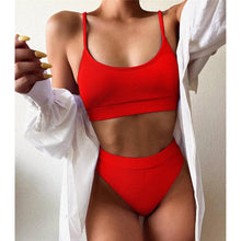 Load image into Gallery viewer, Female High Waist Swimsuit Bikini Sports Swimsuits For Women Two Piece Crop Top Bikini Set High Waist High Cut Bathing Suits Women Swimwear Two-piece Bikini Set Bathing Suit Swimwear
