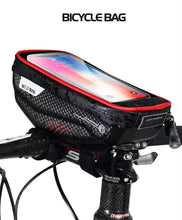 Load image into Gallery viewer, Black Bike Bag Frame Front Top Tube Cycling Bag Waterproof Phone Case Touchscreen Bag  Pack Bicycle Accessories Bike Bicycle Bag Waterproof Bike Phone Mount Bag Front Frame Top Tube Handlebar Bag Touch Screen Holder Case For Cell Phones 6.6in
