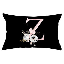 Load image into Gallery viewer, New Light Letter Flower Pillow Covers Alphabet Decorative Pillow Cases ABC Letter Flowers Cushion Covers Black Plush Pillow Case Super Soft Living Room Decorative Cushion Cover Elegant Soft Design 30x50cm
