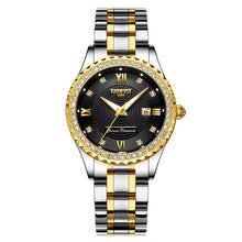 Load image into Gallery viewer, Business Black Couple Watches Top Luxury Mens Watches Auto Date Quartz Wristwatch Gold Watch Men Diamond Stainless Steel Waterproof Luminous Business Casual Luxury Watch For Men
