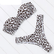 Load image into Gallery viewer, Bikini Set High Cut Solid  Swimsuit Women Swimwear Push Up Bathing Suit Beachwear Leopard Bikini Women's Ribbed Underwire Bikini High Cut Bikini V Swimwear Butterfly Print High Leg Bikini Swimsuit
