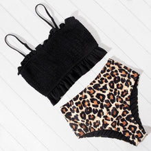 Load image into Gallery viewer, Women Leopard Print Swimsuit Women's Bikini One Shoulder Top High Waist Bottom Two Piece Swimsuits Women Push Up Bikini Set One Shoulder Beachwear Summer Leopard Bathing Suit High Waist Swimwear For Women
