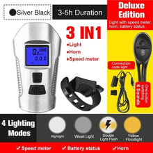 Load image into Gallery viewer, Smart Waterproof Bicycle Light USB Rechargeable Bike Front Light Flashlight With Bike Computer LCD Speedometer Waterproof Bicycles Light And Odometer Horn For Safe Cycling 4 Modes Fits For All Mountain Road Bikes
