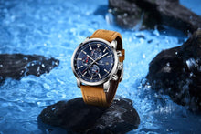 Load image into Gallery viewer, Stylish Wrist Watch For Men Genuine Leather Strap Watch Perfect Quartz Movement And Scratch Resistant Analog Chronograph Business Watches
