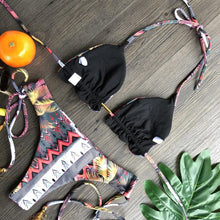 Load image into Gallery viewer, Women Push-up Bikini Swimwear Adjustable Swimsuit Bathing Suit Beachwear Women's Tie Bikini Lace Up Bottom String Swimsuit Bandage Swim Beach Wear Summer Comfortable Bikini Set

