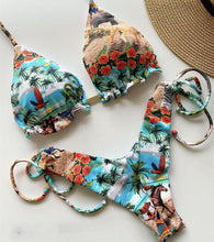 Load image into Gallery viewer, Fashionable Bikini Swimwear Women Swimsuit Female Bikini Set Knot Push Up Bathing Suit Comfortable Summer Women's Ribbed Tie Bikini Lace Up Bottom String Swimsuit Swim Wear
