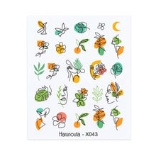 Load image into Gallery viewer, Cool Geometrics Pattern Water Decals Stickers Flower Leaves Slider For Nails Spring Summer Nail Art Decoration Tattoos Women Nail Art Stickers Water Transfer Decals Design Nail Art Supplies Manicure Acrylic Nail Foil Stencils Decorations
