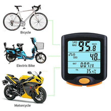 Load image into Gallery viewer, Black Mini Waterproof Bicycle Computer Wired Digital Multifunction Speedometer Waterproof Motion Sensor Bicycle Computer Odometer Cycling Multi Function Waterproof 4 Line Display With Backlight
