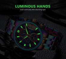 Load image into Gallery viewer, Sport Multifunctional Luxury Mens Watch Quartz Waterproof Colorful Analog Wristwatch Elegant Stainless Steel Design
