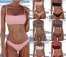 Load image into Gallery viewer, Push Up Bikini Set Swimsuits High Waist Swimwear Women Ribbed Bathing Suits Brazilian Bikinis Swimsuit for Women  Bottom Triangle Bikinis Top Bathing Suit
