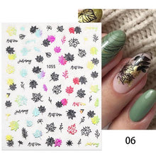 Load image into Gallery viewer, Summer Tropical Beach Coconut Tree Slippers 3D Nail Sticker Leaves Shell Transfer Decals Slider Decoration Manicures  Tip Water Transfer Nail Decals Sticker For Pretty Girl Self-Adhesive Nail Decals Designer Nail Stickers for Acrylic

