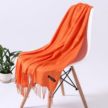 Load image into Gallery viewer, Luxury Fashion Winter Solid Colorful Soft Scarf Hijabs Tassels Long Warm Shawls Hijabs Lightweight Scarfs Scarves Cashmere Elegant Hijabs Scarves Wraps For Women
