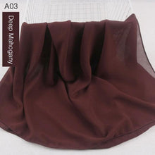Load image into Gallery viewer, Fashion Soft Long Plain High Quality Premium Heavy Lightweight Elegant Chiffon Hijab Scarf  Scarves Hijabs Lightweight Islamic Head Wear Escharpe Shawls Long Shawls For Women
