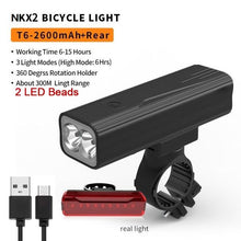 Load image into Gallery viewer, Bike Light Rainproof USB Rechargeable LED Bicycle Light Super Bright Flashlight Rechargeable Bicycle Light Bicycle Front Headlight LED Bike Headlight 3 Light Mode Fits All Bicycles Mountain Road
