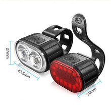 Load image into Gallery viewer, 4 Modes 350mAh USB Road Bicycle Headlight Rechargeable Cycling Taillight LED Bike Front Light Head Lamp Ultra Bright Front And Back Rear Bicycle Light Combo IPX4 Waterproof Mountain Road Helmet Cycle Headlight And Taillight Set
