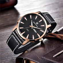 Load image into Gallery viewer, New Black Casual Fashion Simple Men's Watch Analog Quartz Waterproof Luxury Leather Strap Men Elegant Watch
