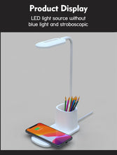 Load image into Gallery viewer, Touch Dimmable LED Desk Lamp 10W Wireless Charging/USB  Charging Table Light for Children Kids Reading Study Bedside Bedroom Decorative Table Lamp Cute Study Lamps for Bedroom Décor
