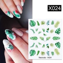 Load image into Gallery viewer, Black Lines Flower Leaves Water Decals Stickers Floral Face Marble Pattern Slider For Nails Summer Nail Art Decoration Summer Stickers on Nails Simple Summer Slider for Manicure Nail Art Watermark Manicure Decor
