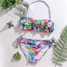 Load image into Gallery viewer, Teenager Girls Swimwear Two pieces Girls Swimsuit High quality Kids Bikini Sets Children Beach Wear Girls Two Piece Bikini Swimsuits Striped Ruffle Swimwear Bathing Suit Set
