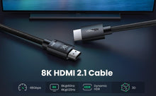 Load image into Gallery viewer, HDMI 2.1 Cable Ultra High Speed 8K60Hz 4K120Hz HDMI Splitter Cable 48Gbps Ultra High Speed 4K 120Hz Braided HDMI Cable Dynamic HDR Vision HDR 10 Compatible With UHD TV Laptop
