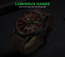 Load image into Gallery viewer, Elegant Black Quartz Men's Watch Fashion Leather Strap Luxury Calendar Design Luminous Analog Unique Design Wristwatches
