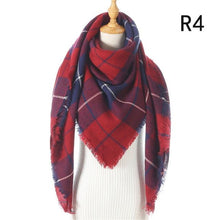 Load image into Gallery viewer, Winter Warm Soft Bandana Plaid Warm Headwear Triangle Scarves Scarf Cashmere Scarf Knit Wraps Shawls Hijabs Shawls Escharpe Elegant Cashmere Scarf Head Wrap Bandana Blanket Shawls Wraps For Female

