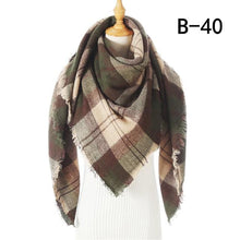 Load image into Gallery viewer, Winter Warm Soft Bandana Plaid Warm Headwear Triangle Scarves Scarf Cashmere Scarf Knit Wraps Shawls Hijabs Shawls Escharpe Elegant Cashmere Scarf Head Wrap Bandana Blanket Shawls Wraps For Female
