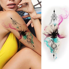 Load image into Gallery viewer, Realistic Sketches Black Flowers Temporary Waterproof Flower Tattoos Modern Body Arm Drawing For Womens
